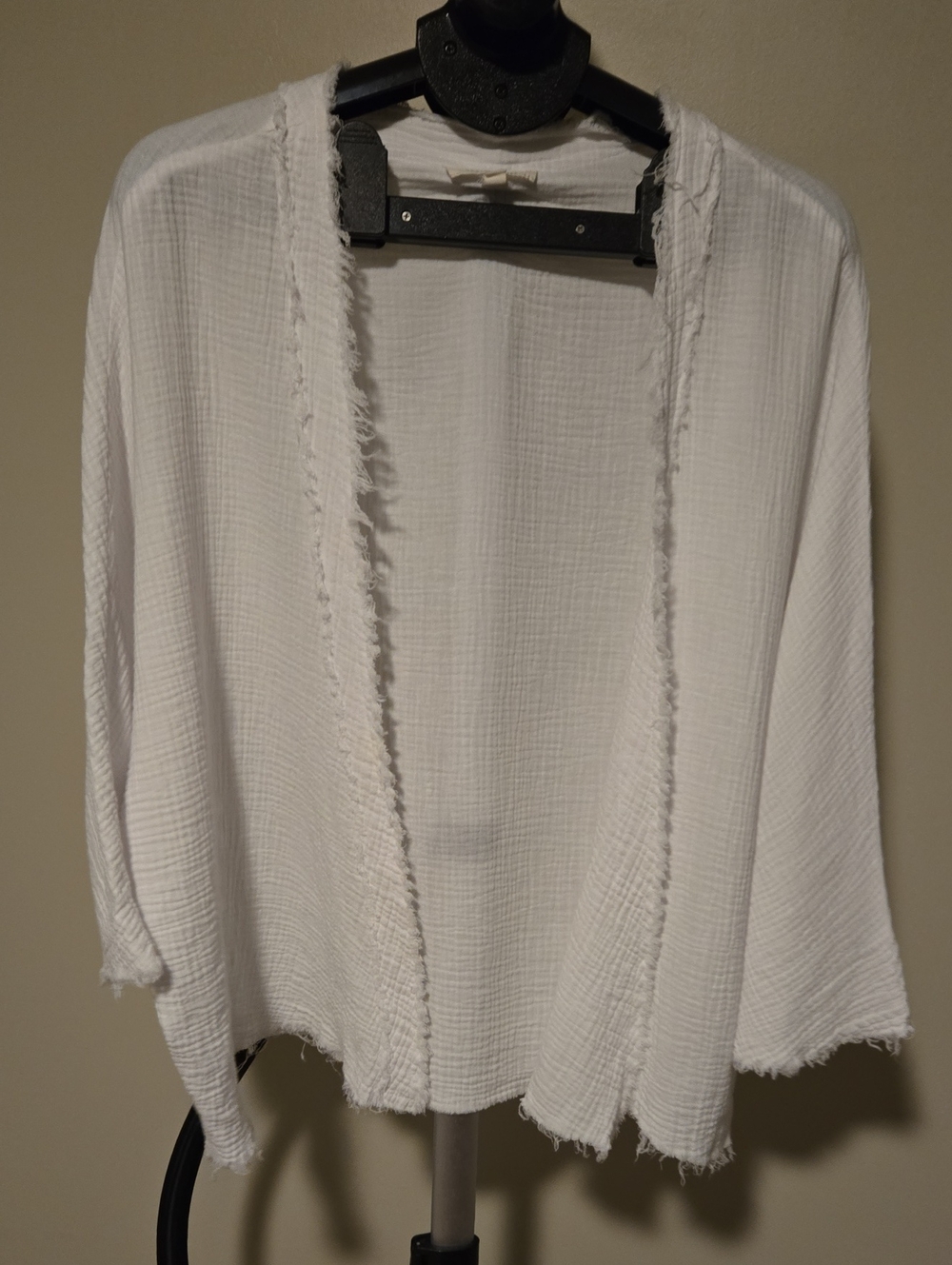 Women’s Lightweight Open-Front White 100% Cotton Cardigan